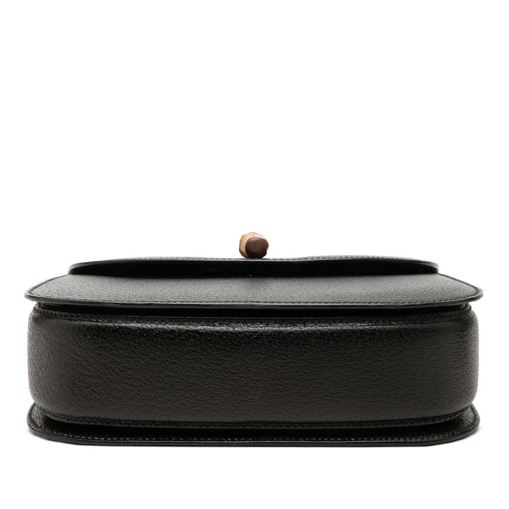 Gucci Small Grained Calfskin Bamboo Night Black Leather Very good condition - Inside View