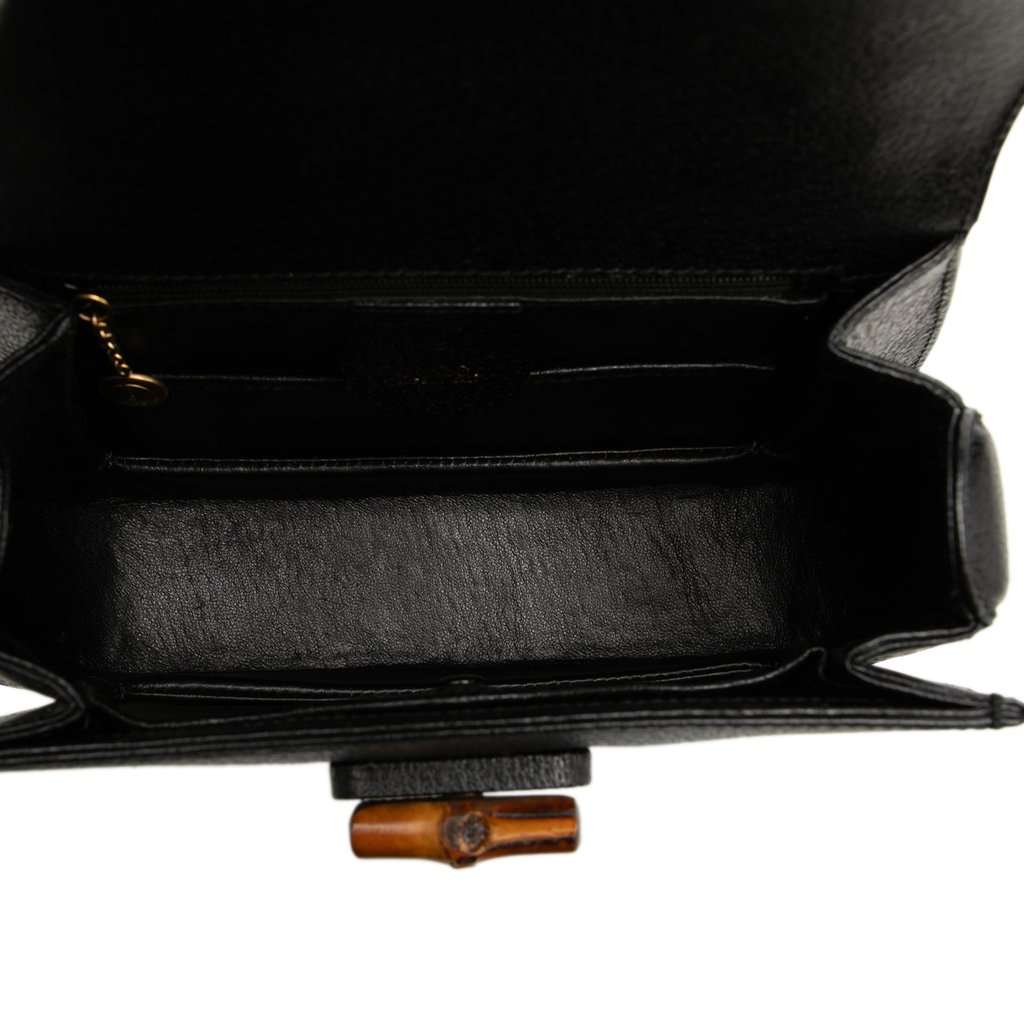 Gucci Small Grained Calfskin Bamboo Night Black Leather Very good condition - Model View