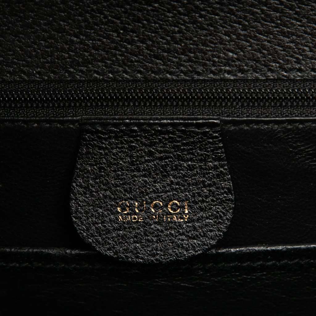 Gucci Small Grained Calfskin Bamboo Night Black Leather Very good condition - Box View