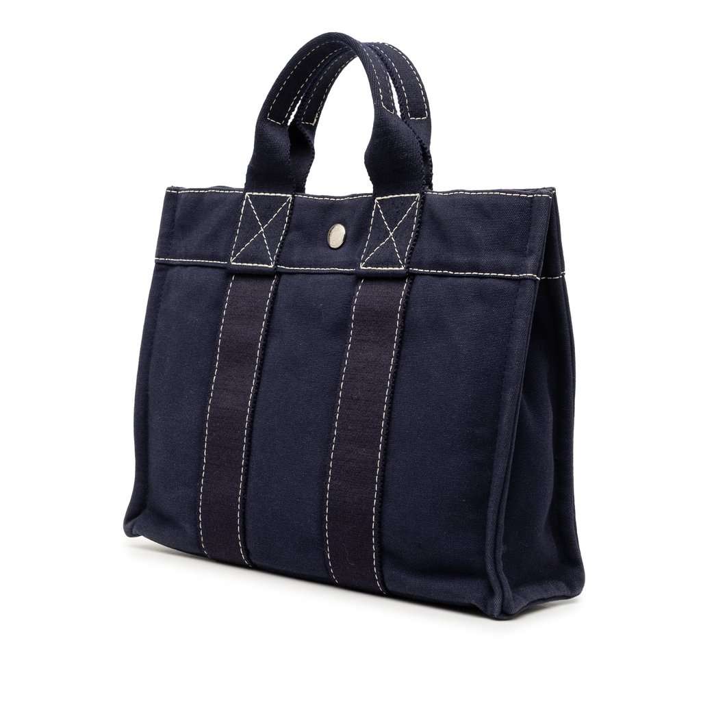Hermès Canvas Fourre Tout PM Blue Very good condition - Back View