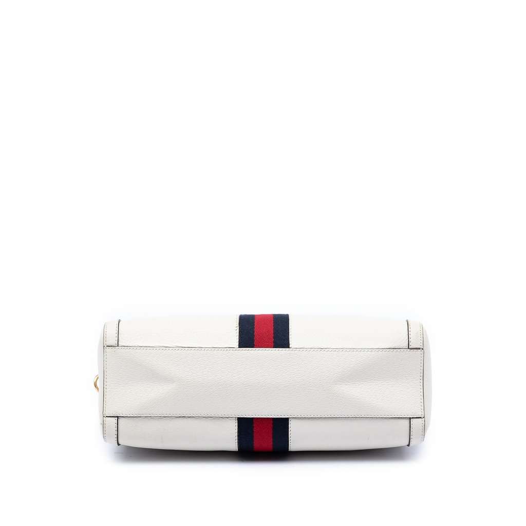 Gucci Medium Calfskin Web Ophidia Top Handle Bag Beige Leather Very good condition - Inside View