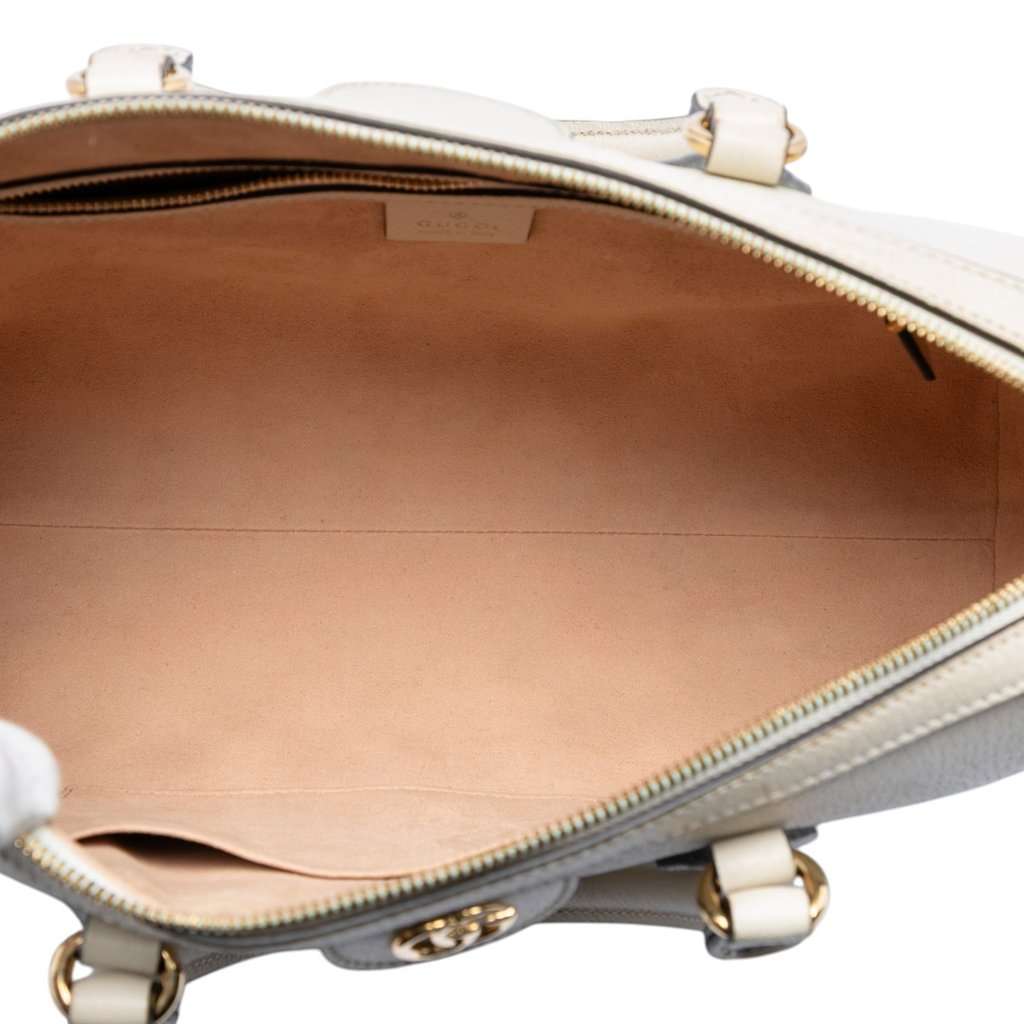 Gucci Medium Calfskin Web Ophidia Top Handle Bag Beige Leather Very good condition - Model View