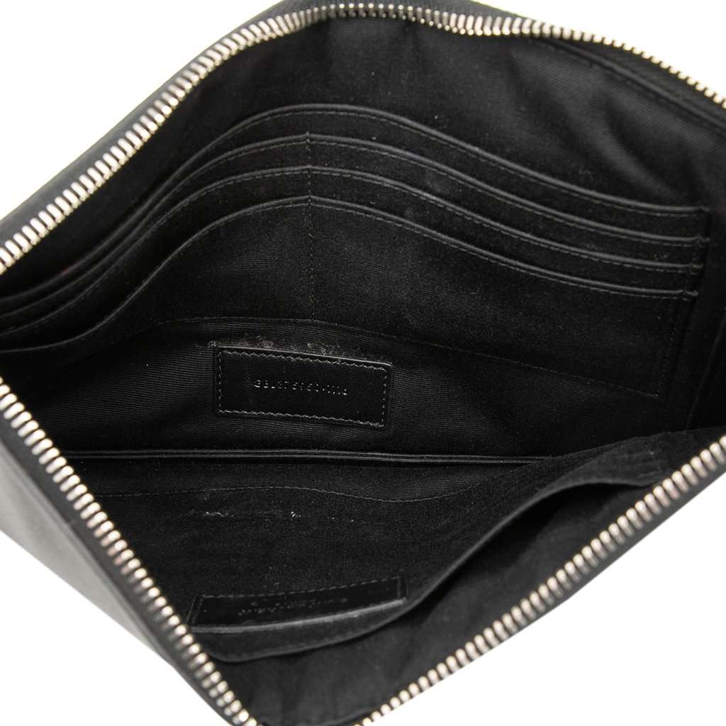 Saint Laurent Leather Multi Patch Zip Pouch Black Leather Very good condition - Model View