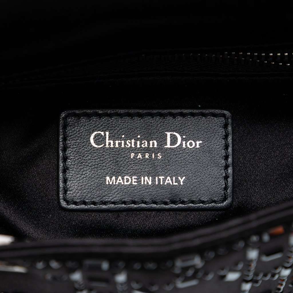 Dior Mini Satin Cannage Crystal Embellished Lady Dior Black Very good condition - Box View