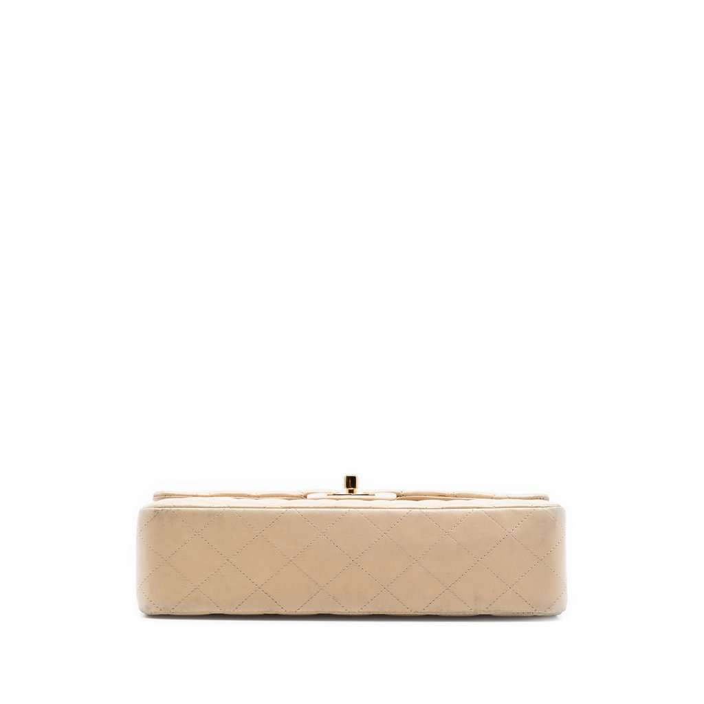 Chanel Medium Classic Lambskin Double Flap Beige Leather Very good condition - Inside View
