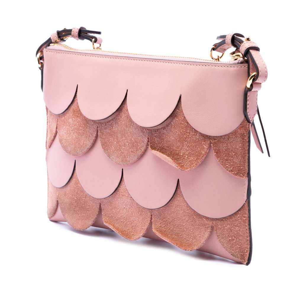 Burberry Scalloped Leather and Suede Peyton Crossbody Pink Leather Very good - Back View