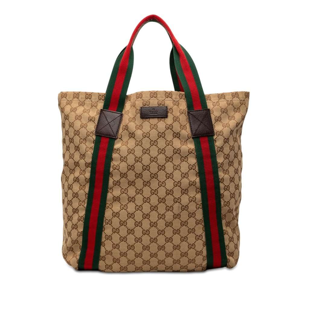Gucci GG Canvas Web Tote Beige Very good - Front View