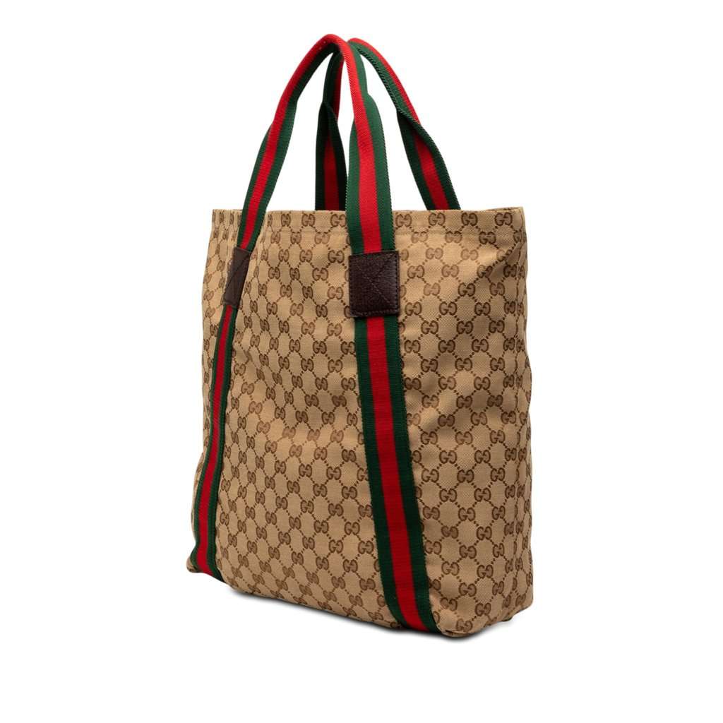 Gucci GG Canvas Web Tote Beige Very good - Back View