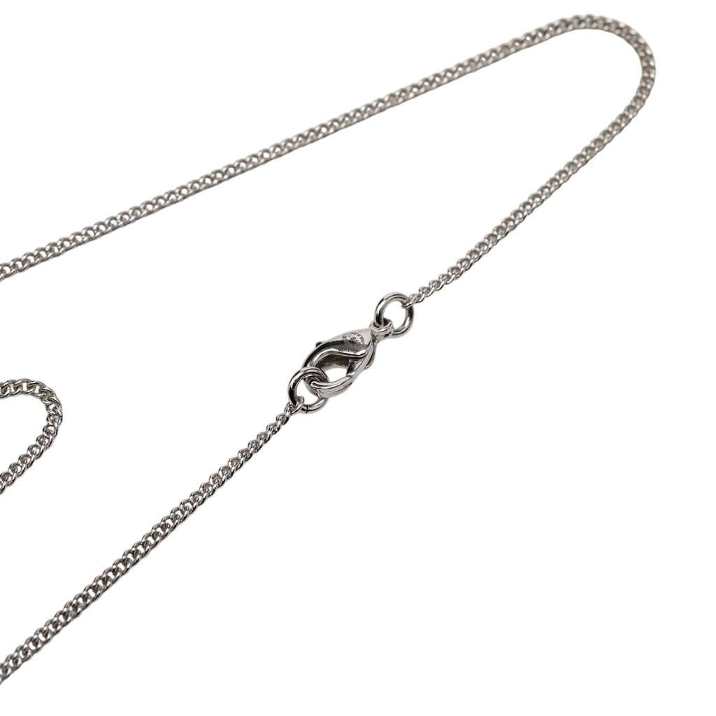 Chanel CC Brass and Strass Pendant Necklace Silver Metal Very good condition - Model View