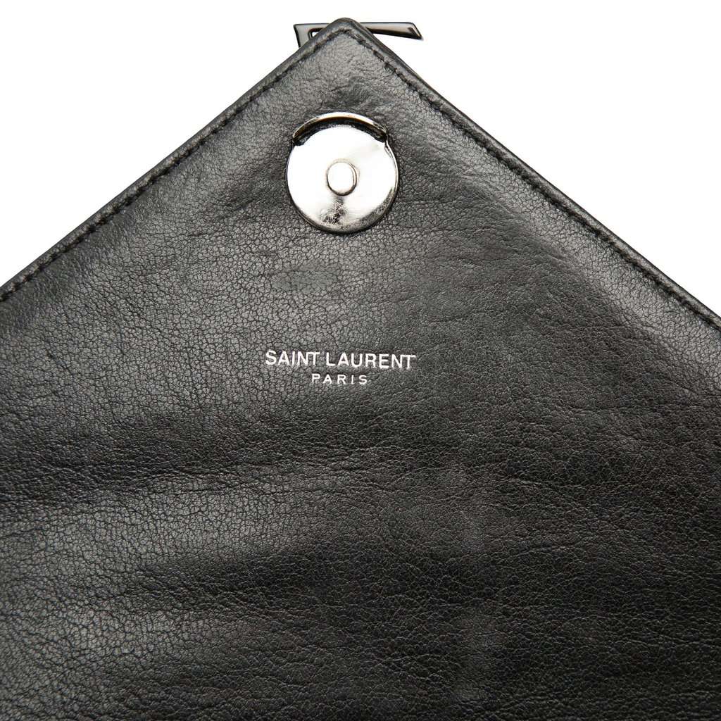 Saint Laurent Medium Chevron Sheepskin  Monogram Monochrome College Bag Black Leather Very good - Box View