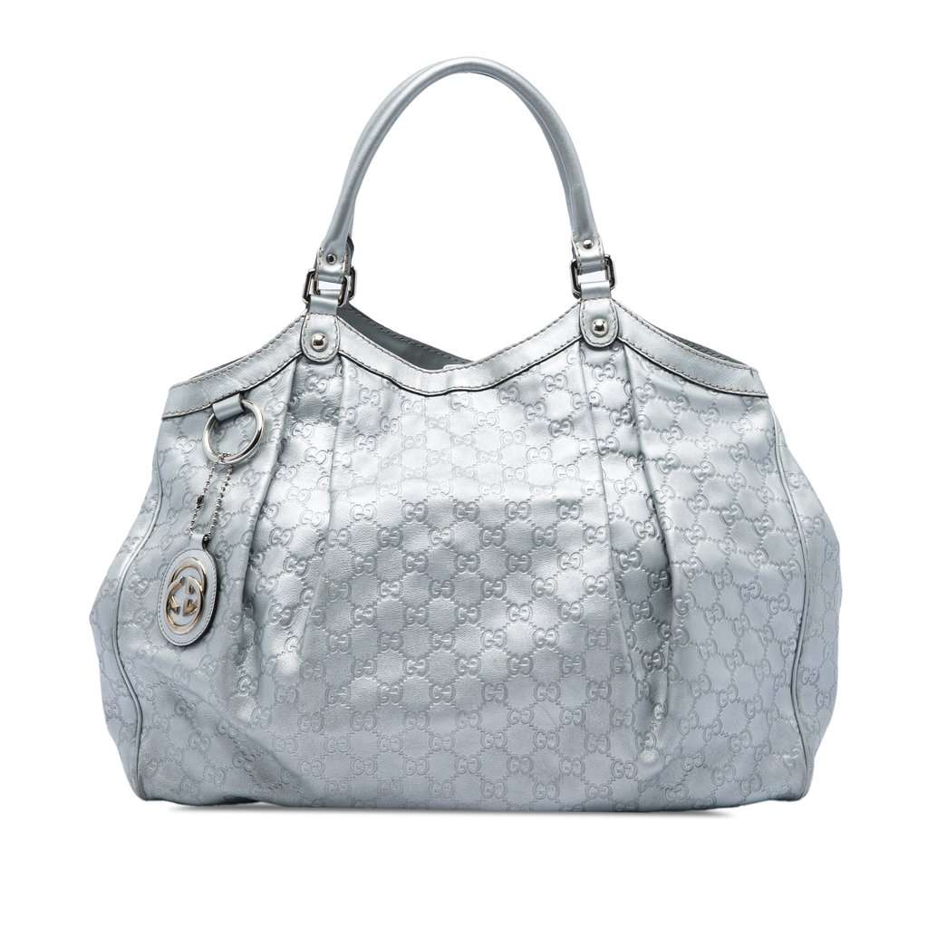 Gucci Large Guccissima Sukey Tote Silver Leather Very good - Front View