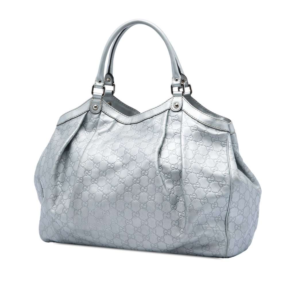 Gucci Large Guccissima Sukey Tote Silver Leather Very good - Back View