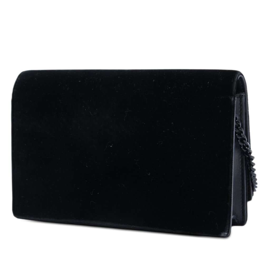 Saint Laurent Velvet Crystal Monogram Kate Tassel Wallet on Chain Black Very good - Back View