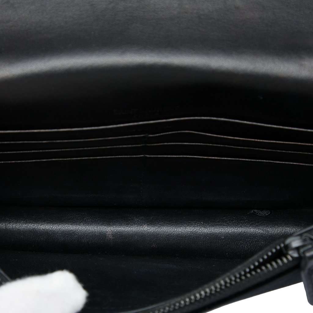 Saint Laurent Velvet Crystal Monogram Kate Tassel Wallet on Chain Black Very good - Model View