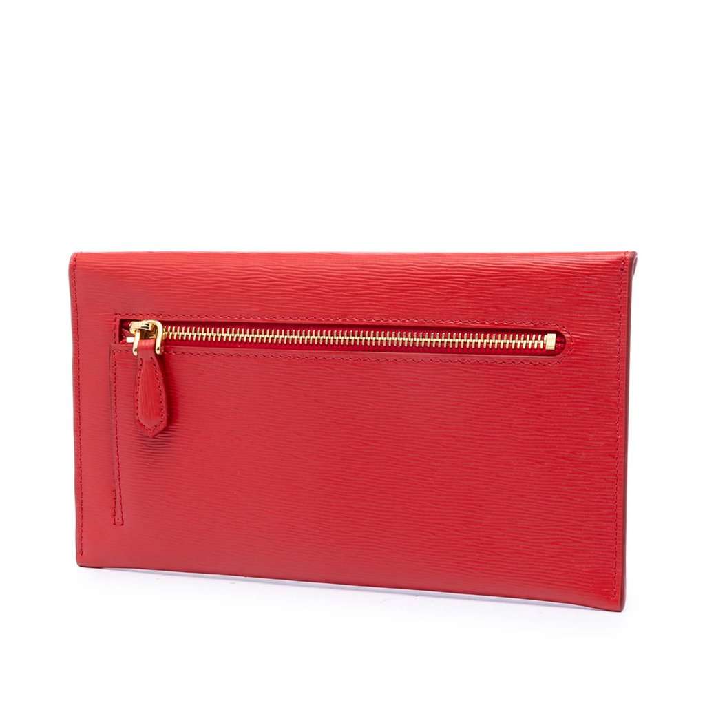 Prada Vitello Move Envelope Clutch Red Leather Very good condition - Back View