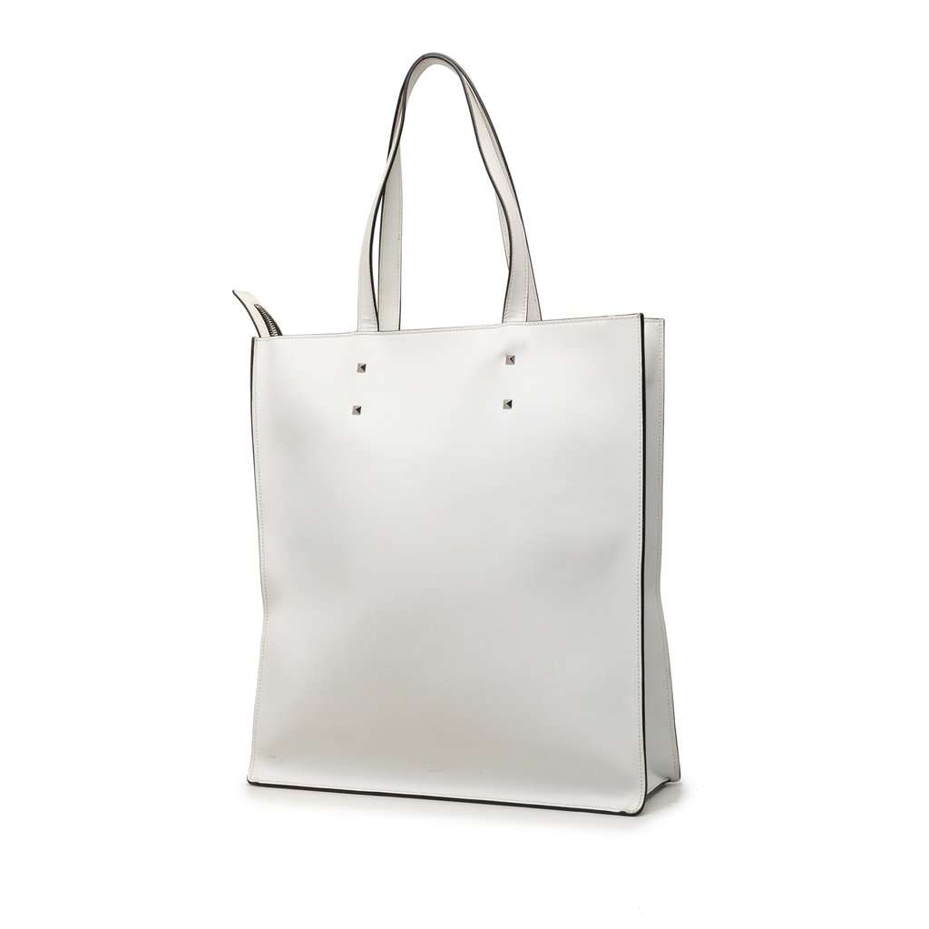 Valentino Leather Rockstud VLTN Satchel White Leather Very good - Back View