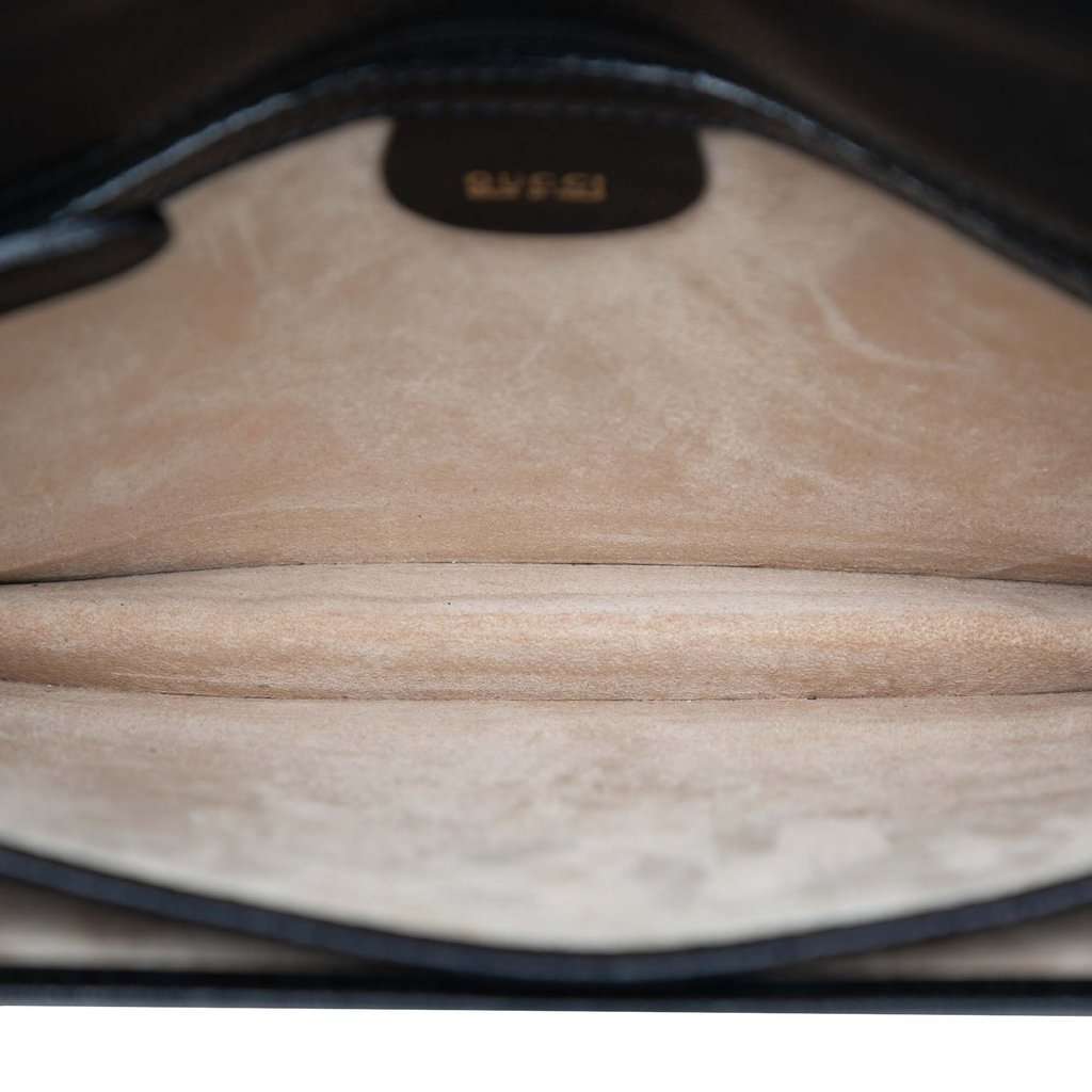 Gucci Calfskin Interlocking G Padlock Wristlet Clutch Black Leather Very good - Model View