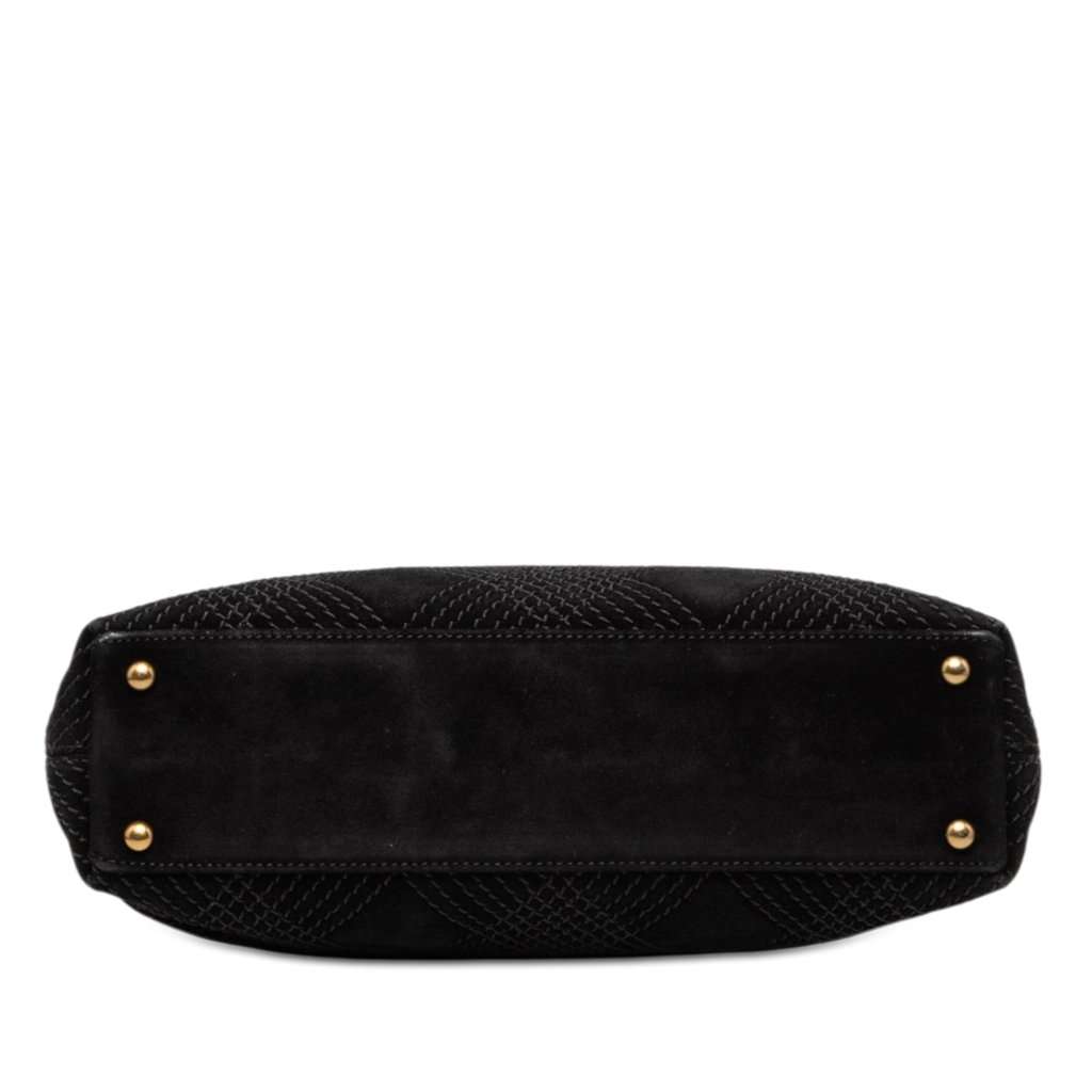 Chanel CC Stitched Suede Tote Black Leather Very good condition - Inside View