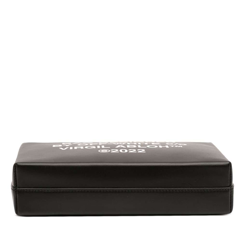 Off-White Leather Block Pouch Quote Clutch with Chain Black Leather Very good - Inside View