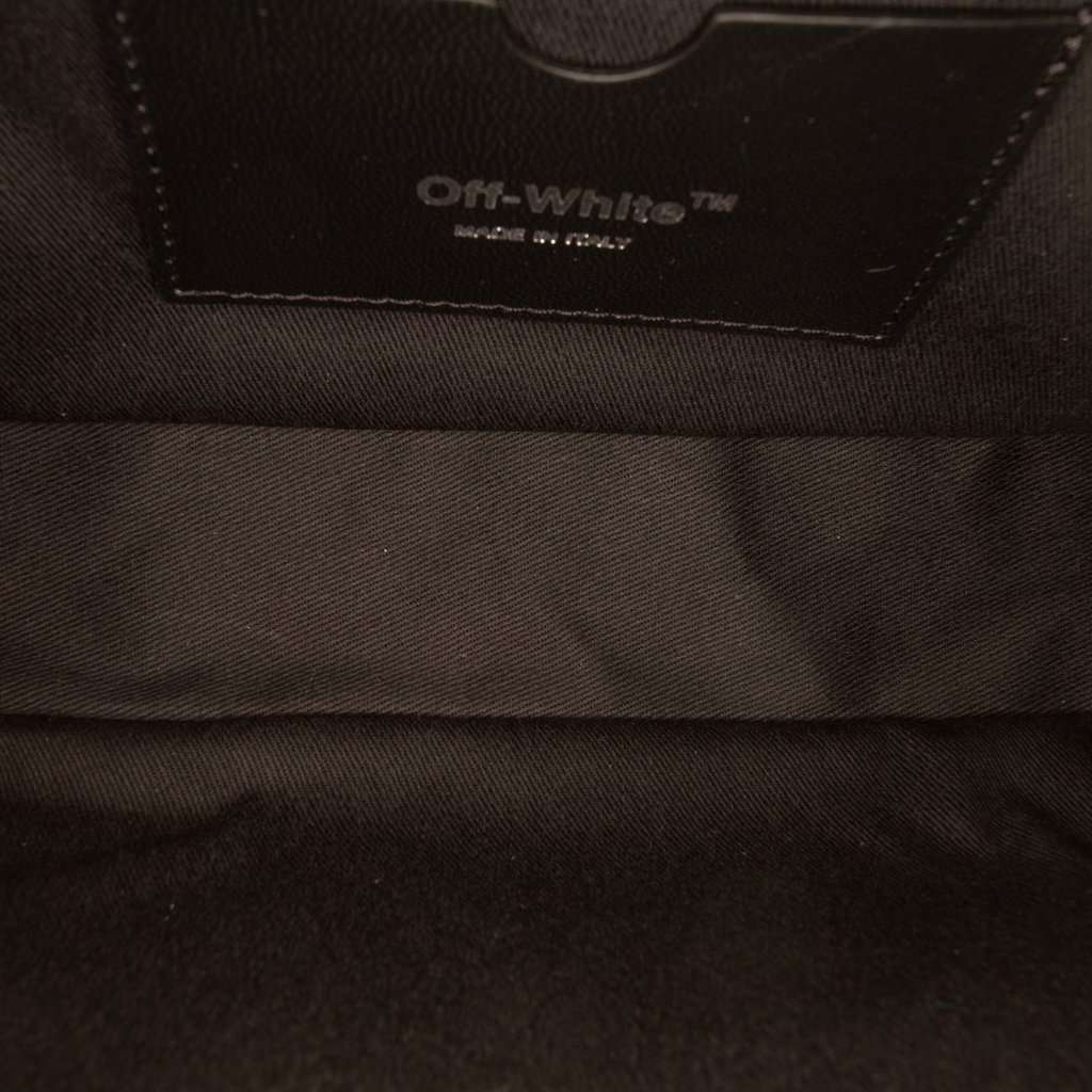 Off-White Leather Block Pouch Quote Clutch with Chain Black Leather Very good - Model View