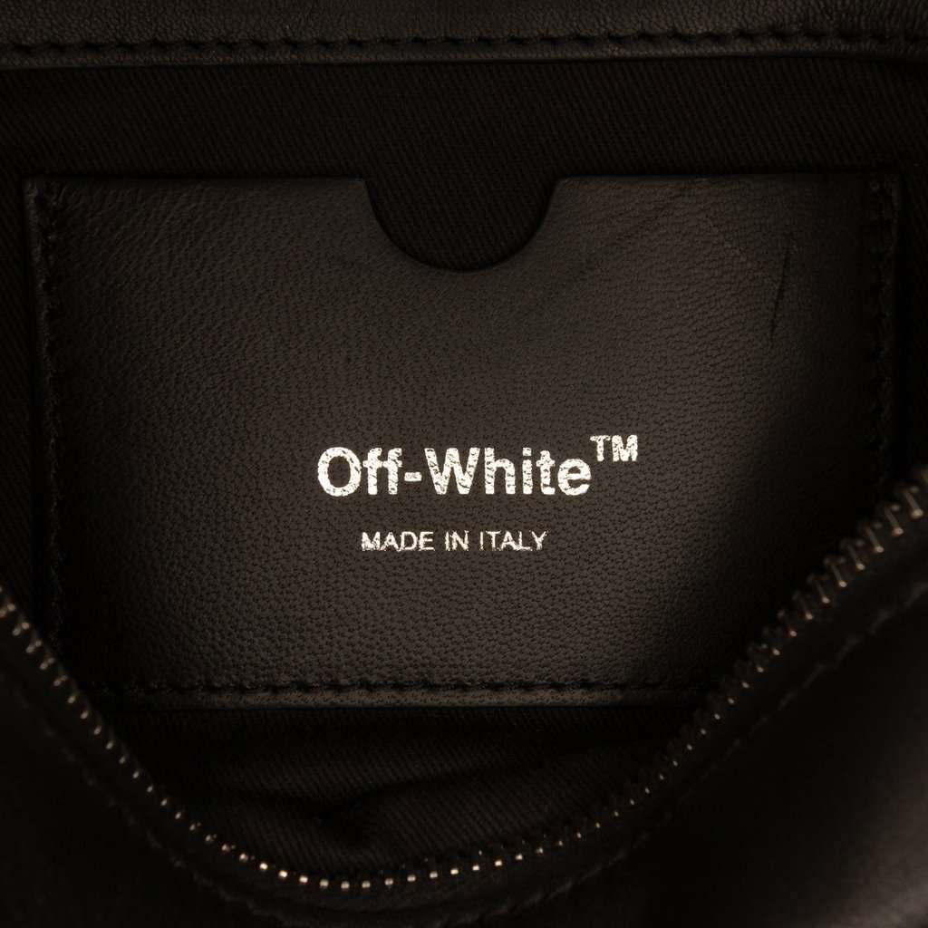 Off-White Leather Block Pouch Quote Clutch with Chain Black Leather Very good - Box View