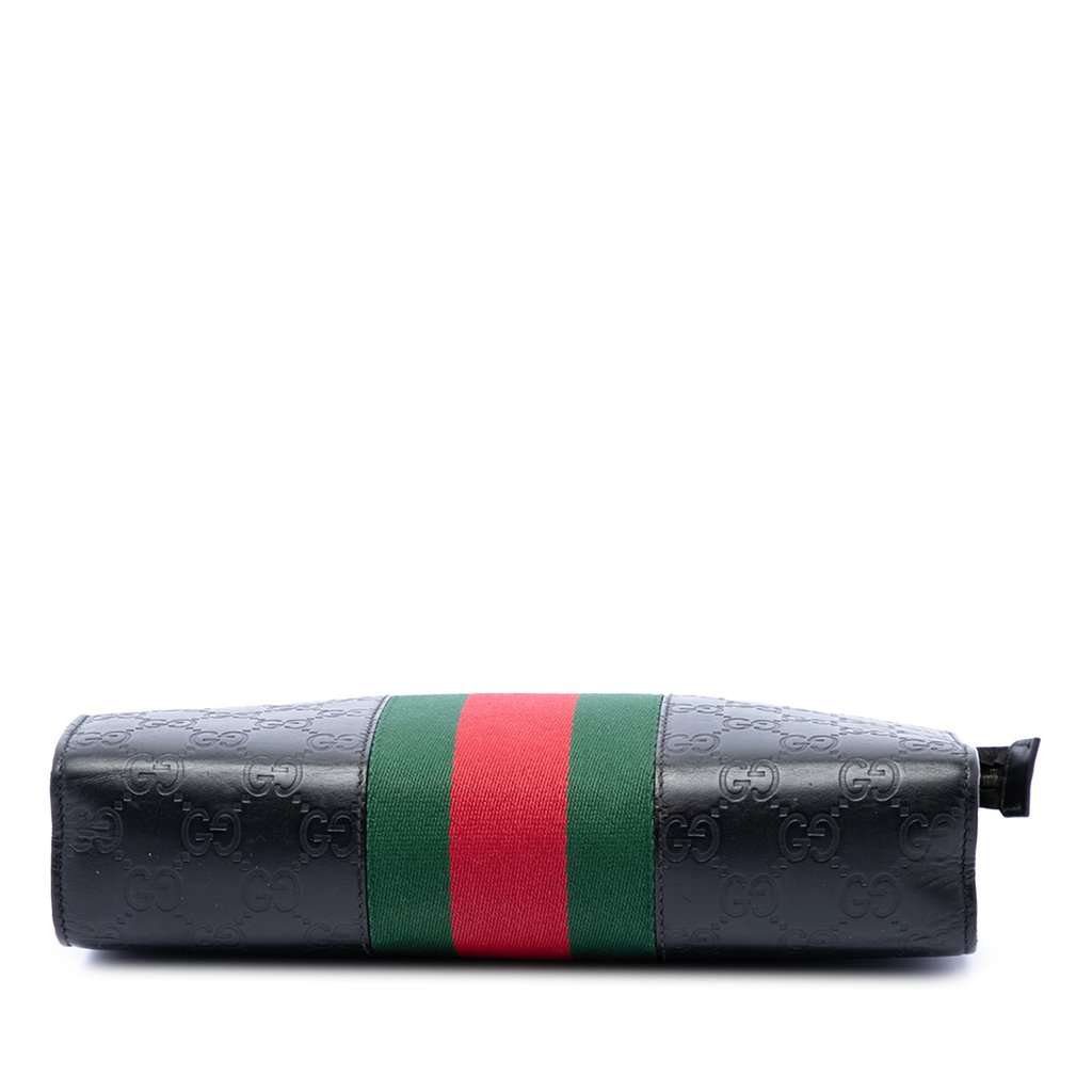 Gucci Guccissima Web Clutch Black Leather Very good - Inside View