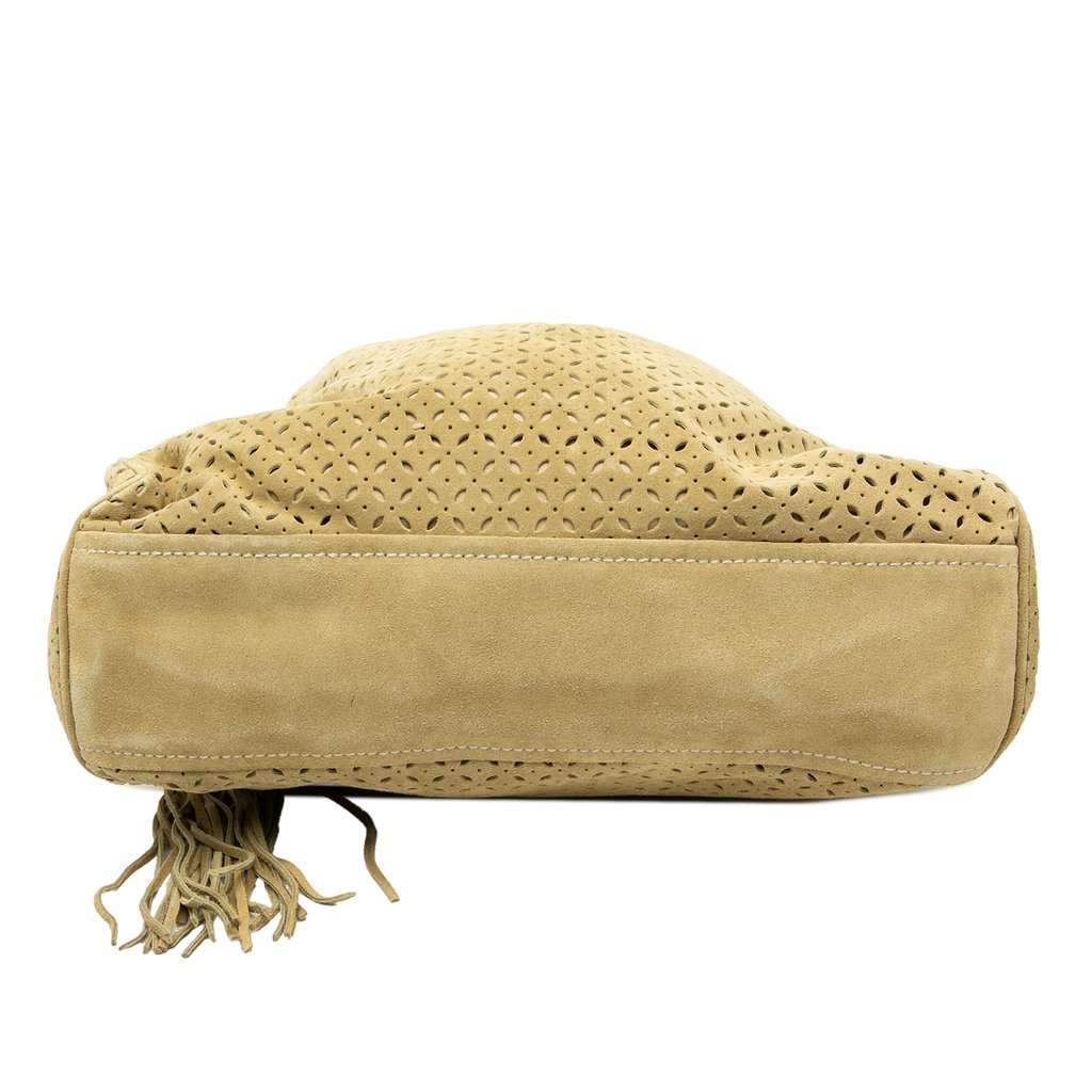Miu Miu Laser Cut Suede Bamboo Top Handle Bag Beige Leather Very good condition - Inside View