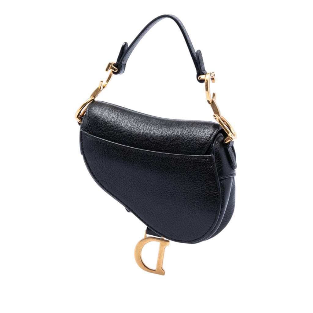 Dior Micro Goatskin Saddle Bag Black Leather Very good condition - Back View