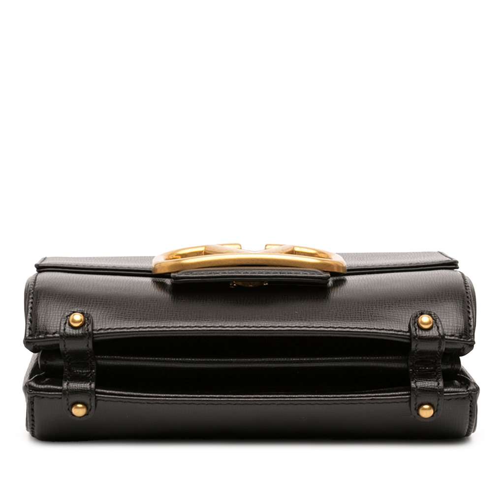 Valentino Grained Calfskin Stud Sign Shoulder Bag Black Leather Very good - Inside View