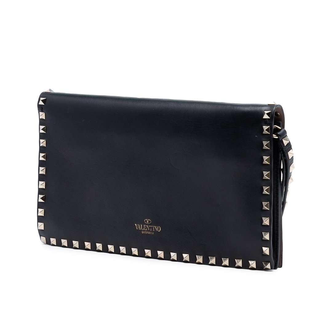 Valentino Nappa Rockstud Wristlet Clutch Black Leather Very good condition - Back View