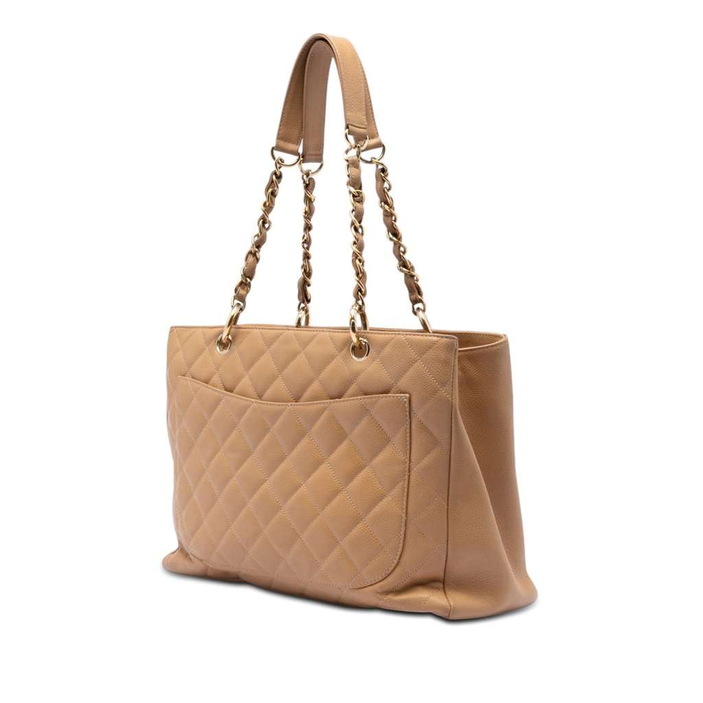 Chanel Caviar Grand Shopping Tote Beige Leather Very good condition - Back View