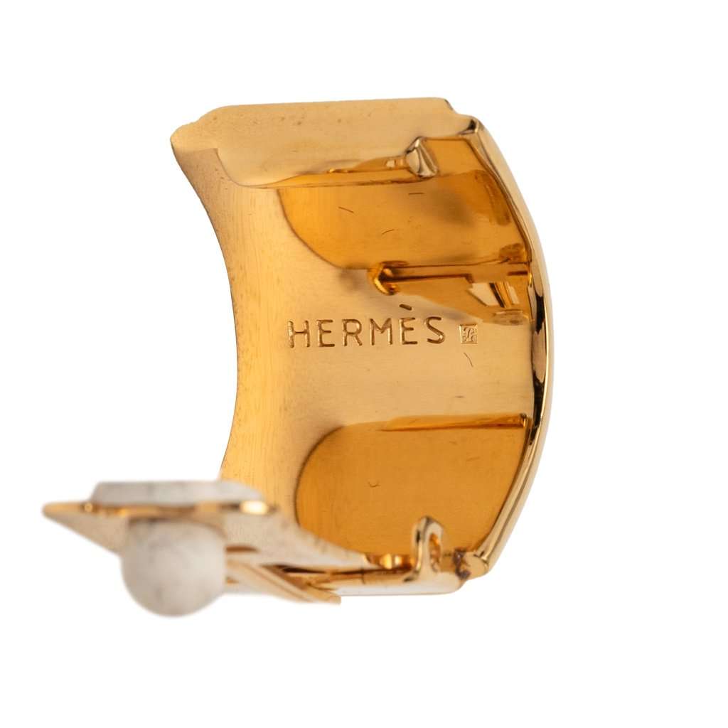 Hermès Gold Plated Enamel Cloisonne Clip On Earrings Gold Metal Very good - Inside View