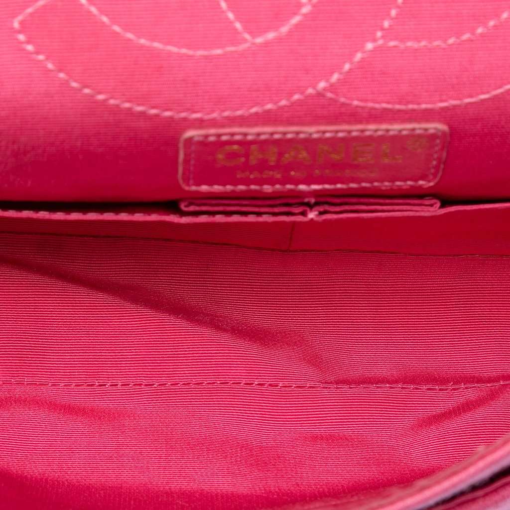Chanel Croc Quilted Jersey Reissue 2.55 Double Flap 225 Pink Very good condition - Model View