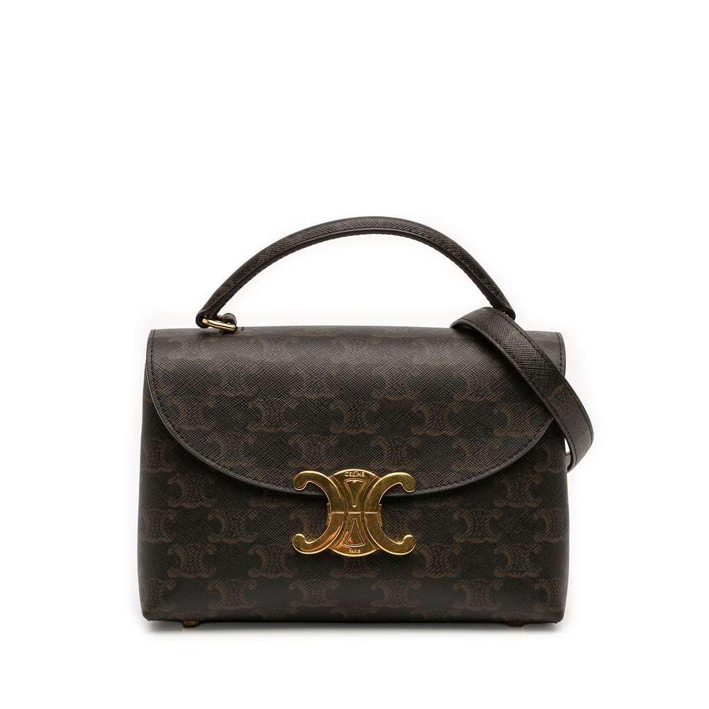 Celine Teen Triomphe Coated Canvas Nino Bag Brown Very good condition - Front View