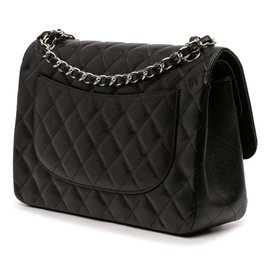 Chanel Jumbo Classic Caviar Double Flap Black Leather Very good condition - Back View