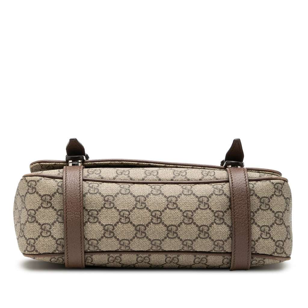 Gucci GG Supreme Textured Dollar Calfskin Retro Interlocking G Flap Messenger Bag Beige Very good condition - Inside View