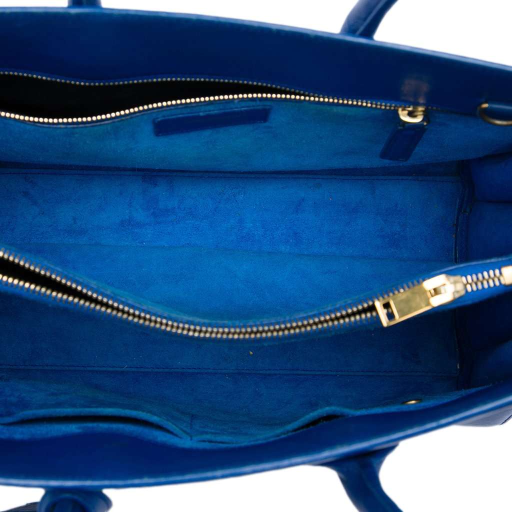 Saint Laurent Small Leather Sac De Jour Satchel Blue Leather Very good - Model View