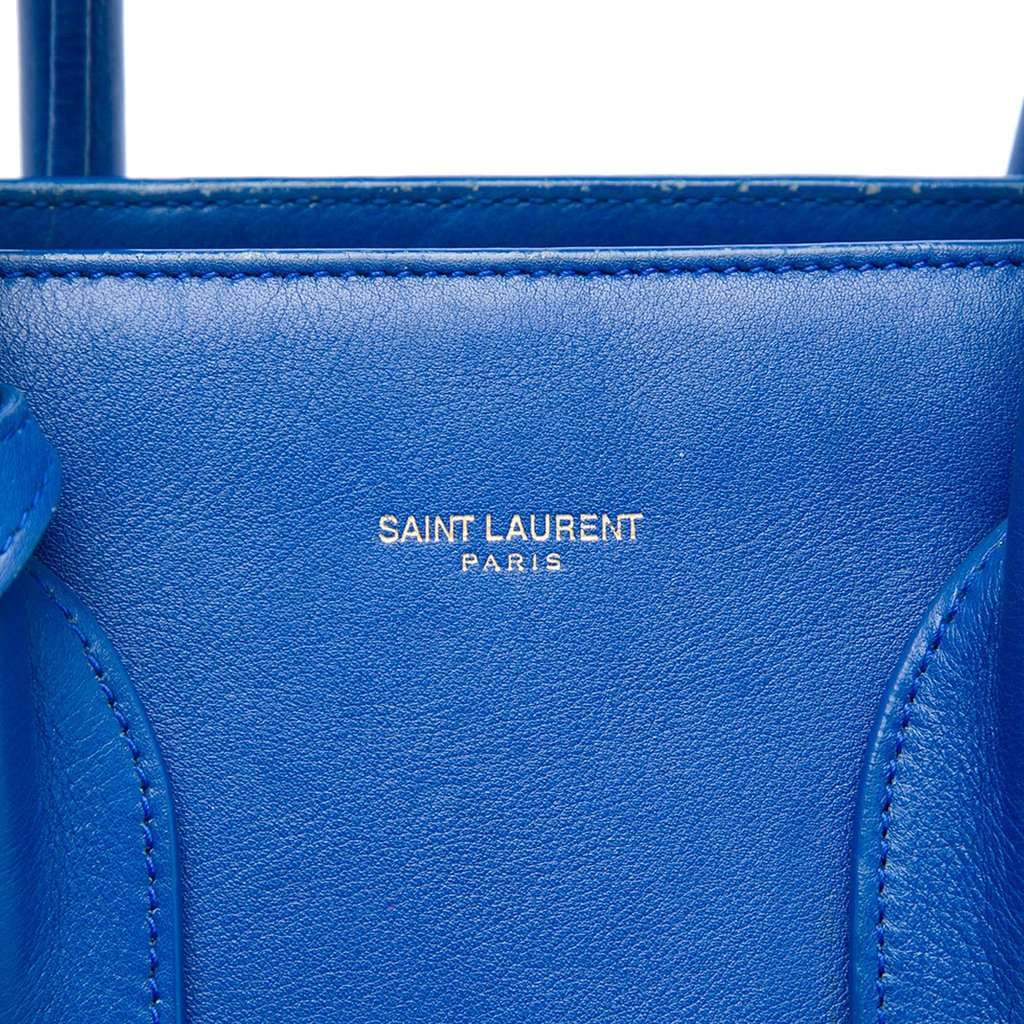 Saint Laurent Small Leather Sac De Jour Satchel Blue Leather Very good - Box View