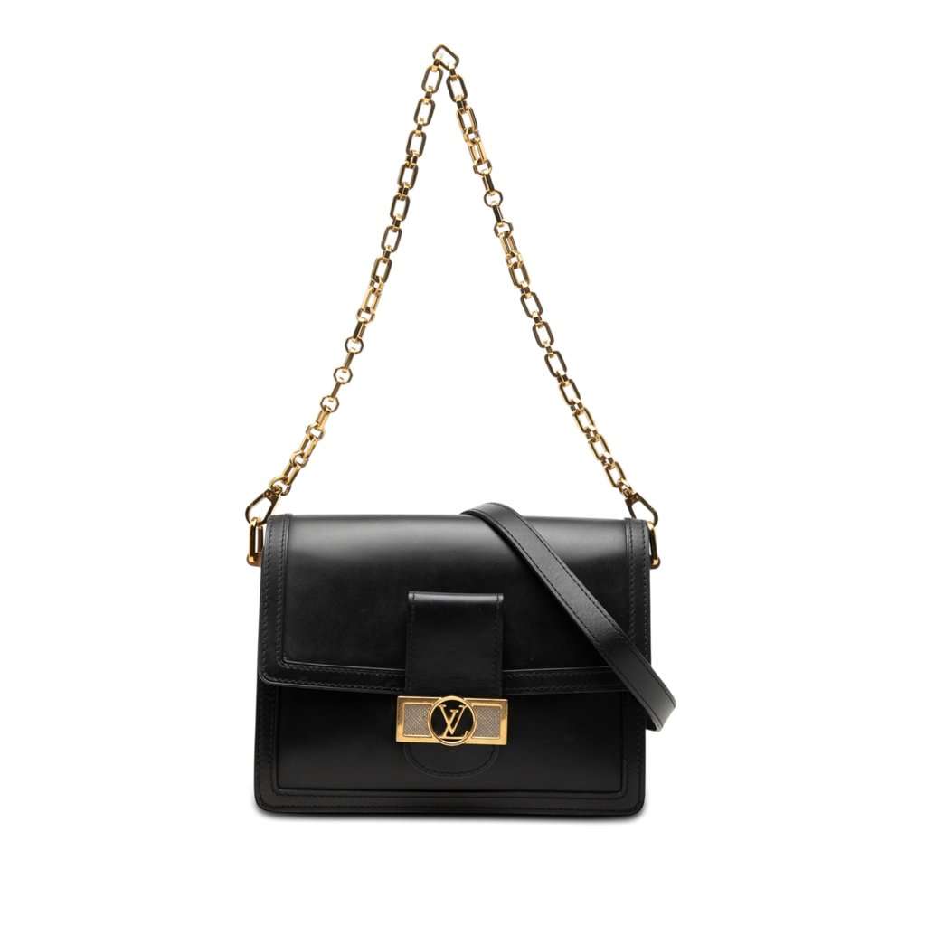Louis Vuitton Calfskin Leather Dauphine MM Black Leather Very good condition - Front View