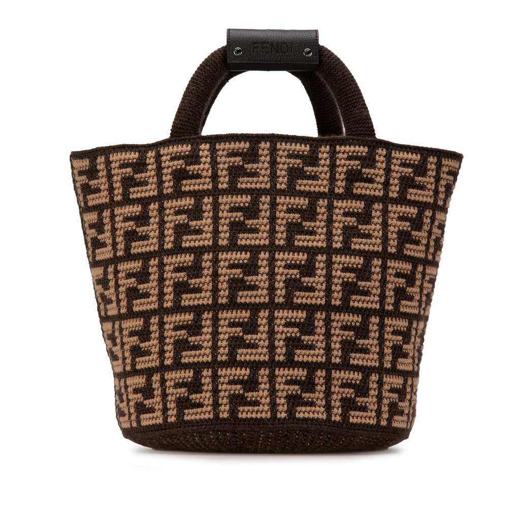 Fendi Zucca Cashmere Shopping Tote Brown Very good condition - Front View