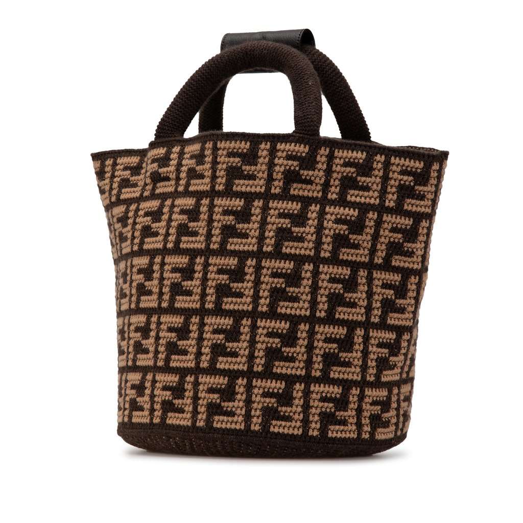 Fendi Zucca Cashmere Shopping Tote Brown Very good condition - Back View