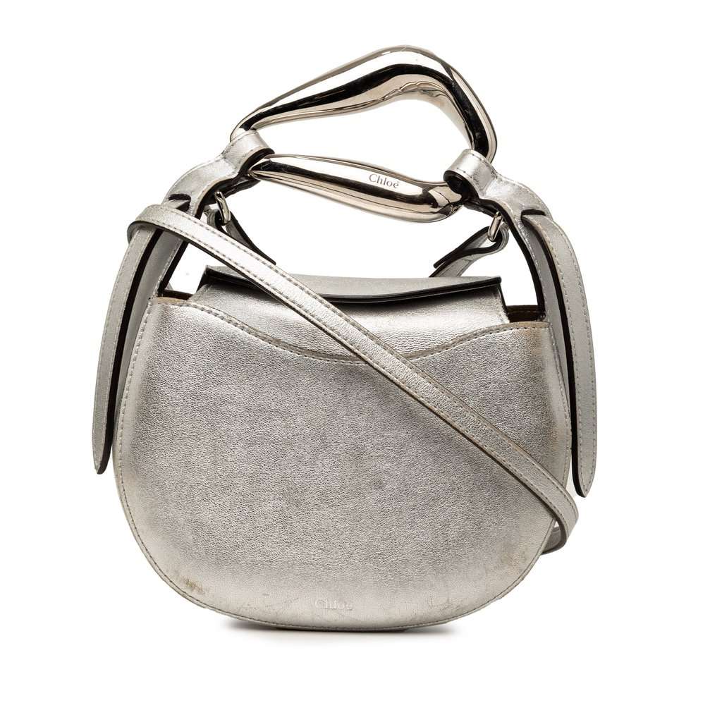 Chloé Small Metallic Leather Kiss Satchel Silver Leather Very good condition - Front View
