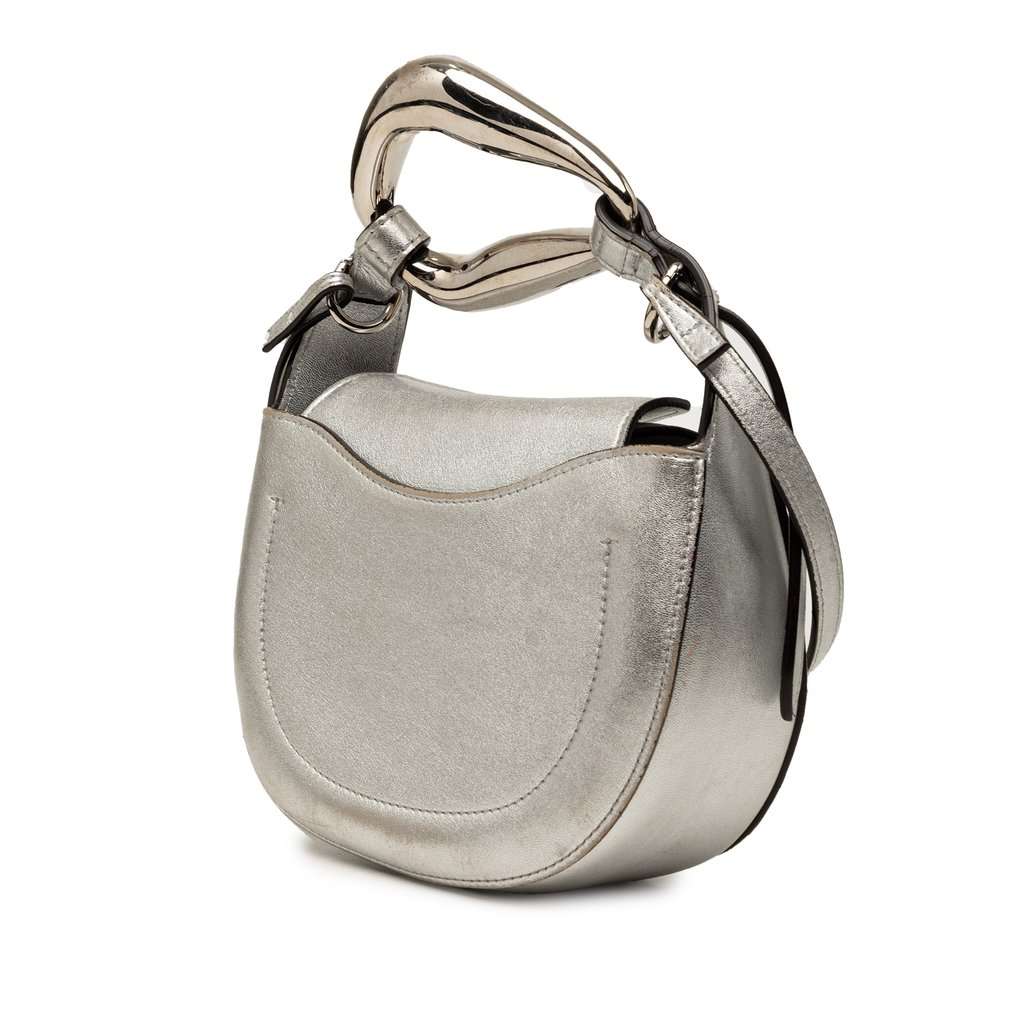Chloé Small Metallic Leather Kiss Satchel Silver Leather Very good condition - Back View