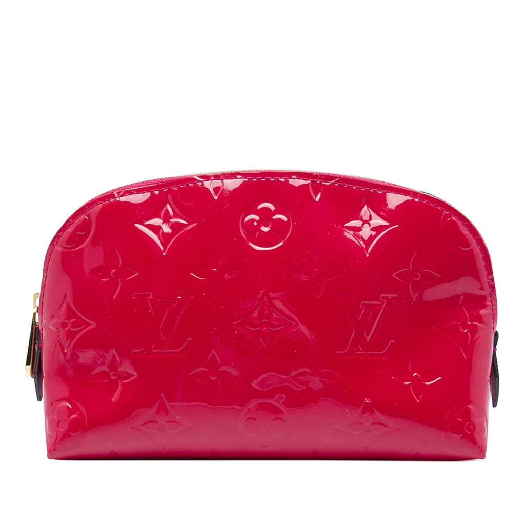 Louis Vuitton Monogram Vernis Cosmetic Pouch Red Leather Very good - Front View
