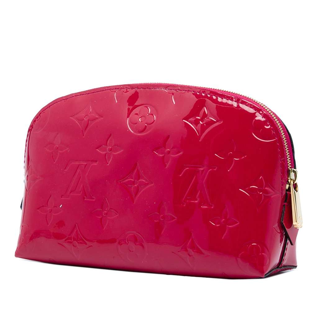 Louis Vuitton Monogram Vernis Cosmetic Pouch Red Leather Very good - Back View