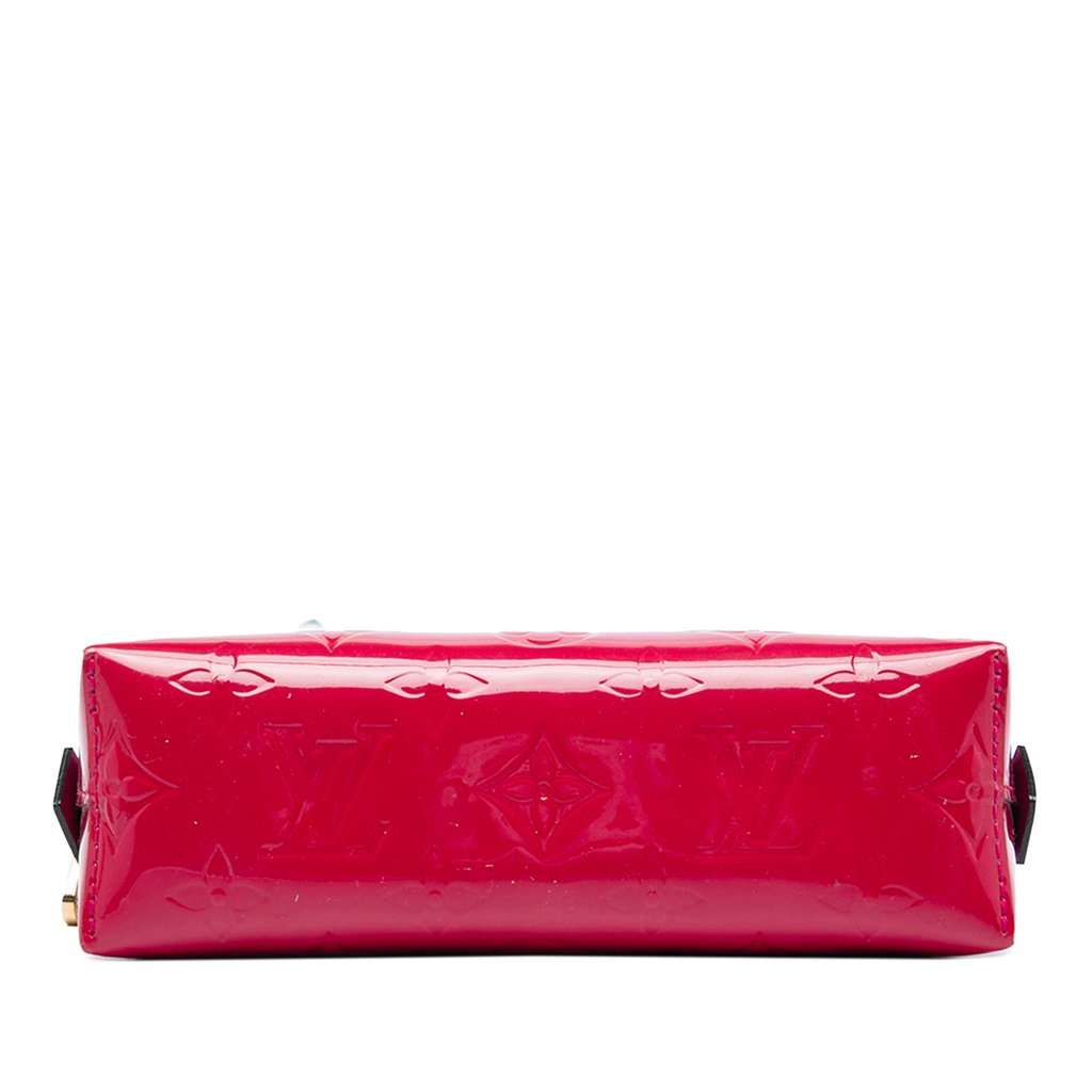 Louis Vuitton Monogram Vernis Cosmetic Pouch Red Leather Very good - Inside View