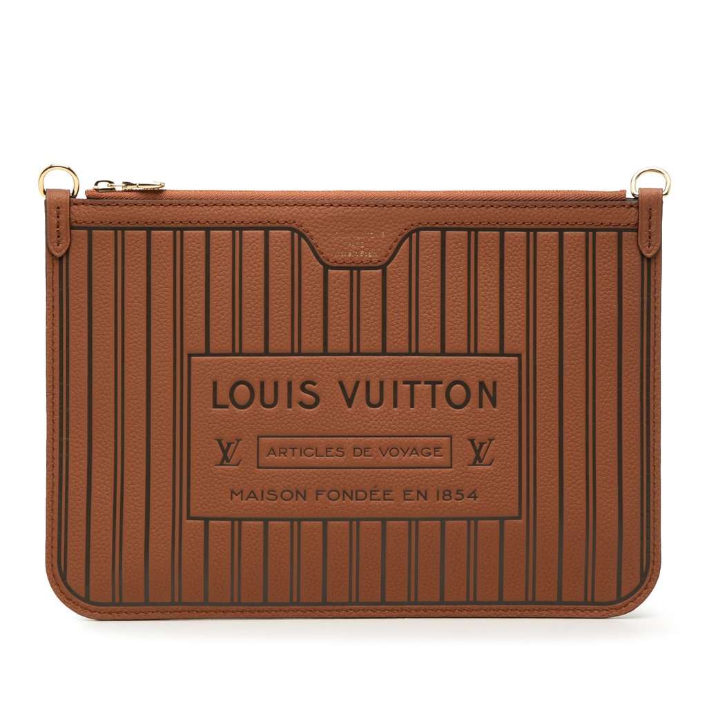 Louis Vuitton Inside Out Calfskin Neverfull MM Pouch Brown Leather Very good condition - Front View