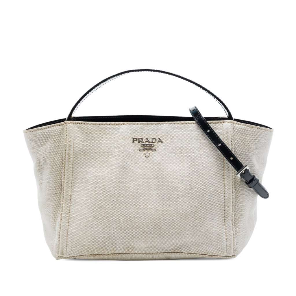 Prada Linen Blend Satchel Brown Very good - Front View