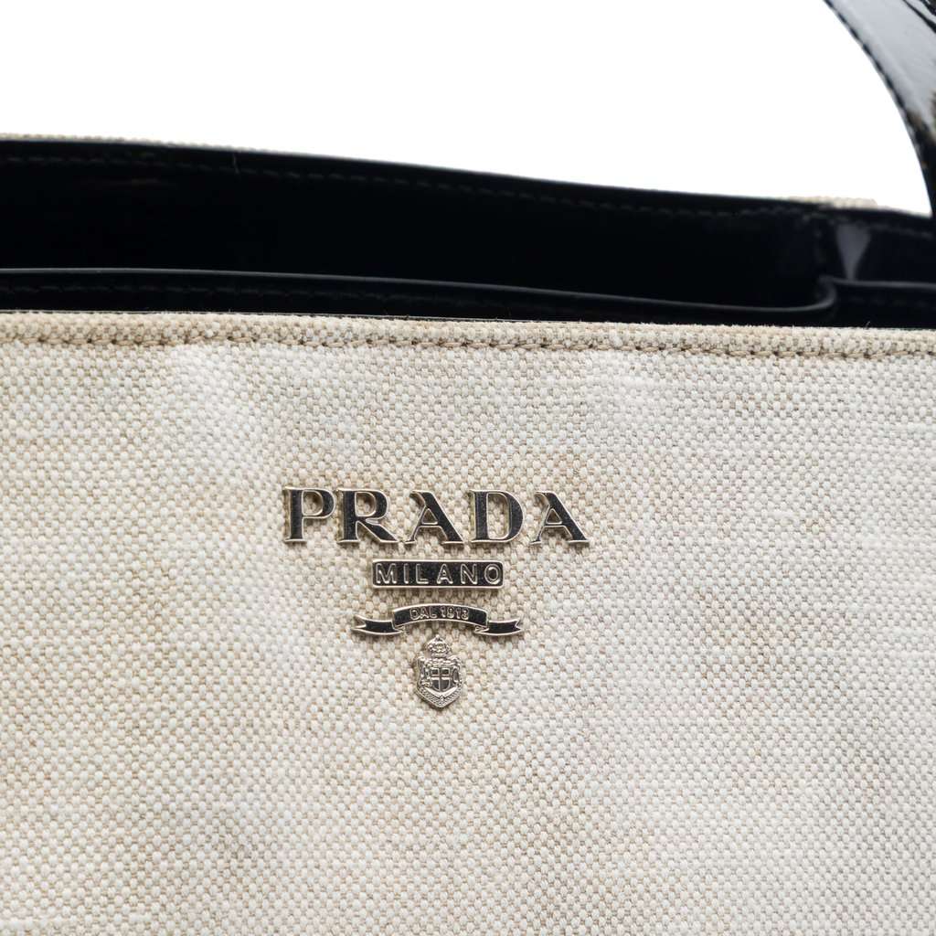 Prada Linen Blend Satchel Brown Very good - Box View