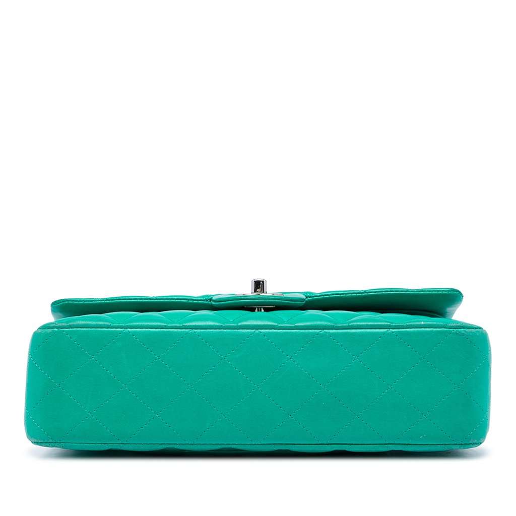 Chanel Medium Classic Lambskin Double Flap Green Leather Very good condition - Inside View